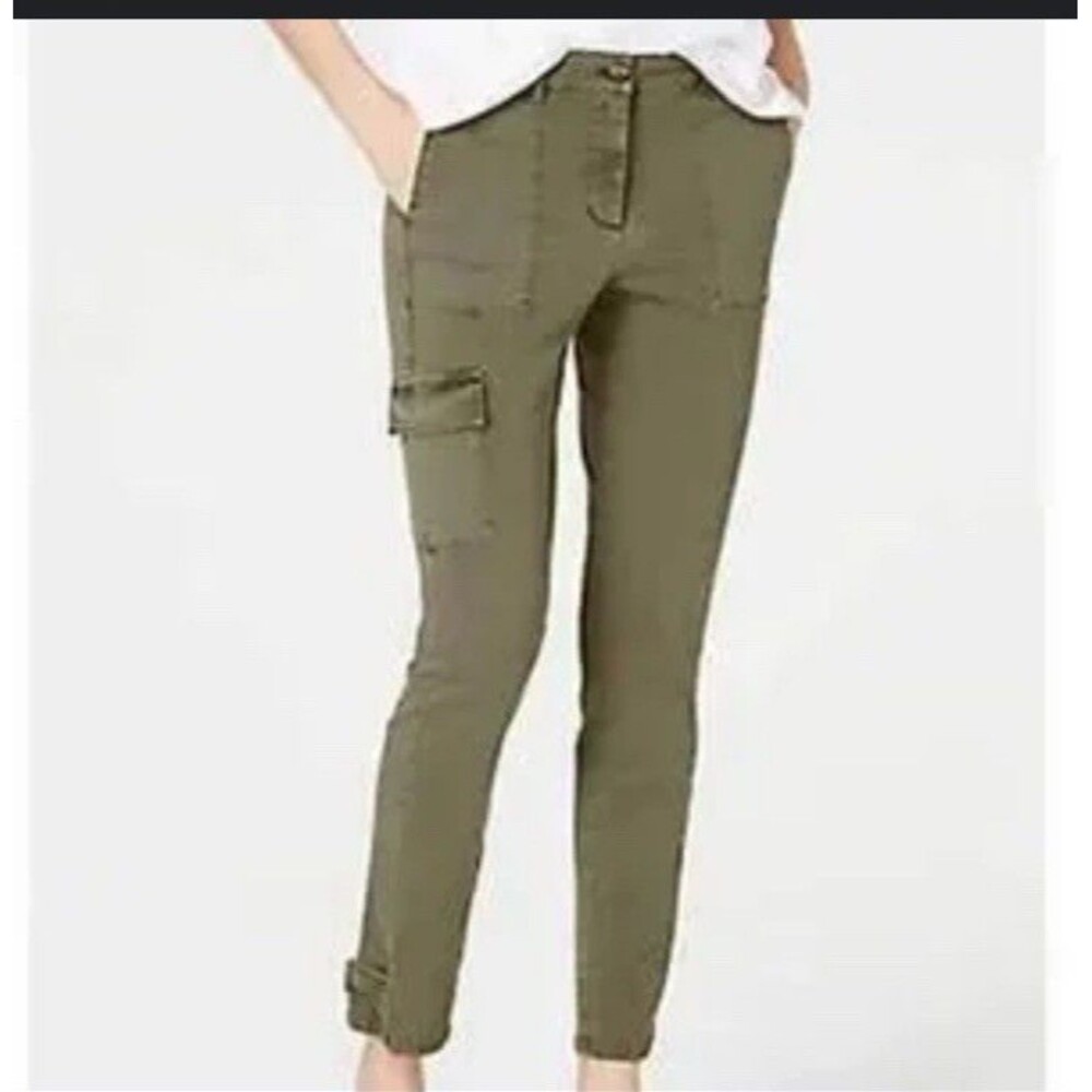 J Jill Cargo Army Green Cargo Twill Mid Rise Pants Women’s Mid Rise Zip  Sz 10